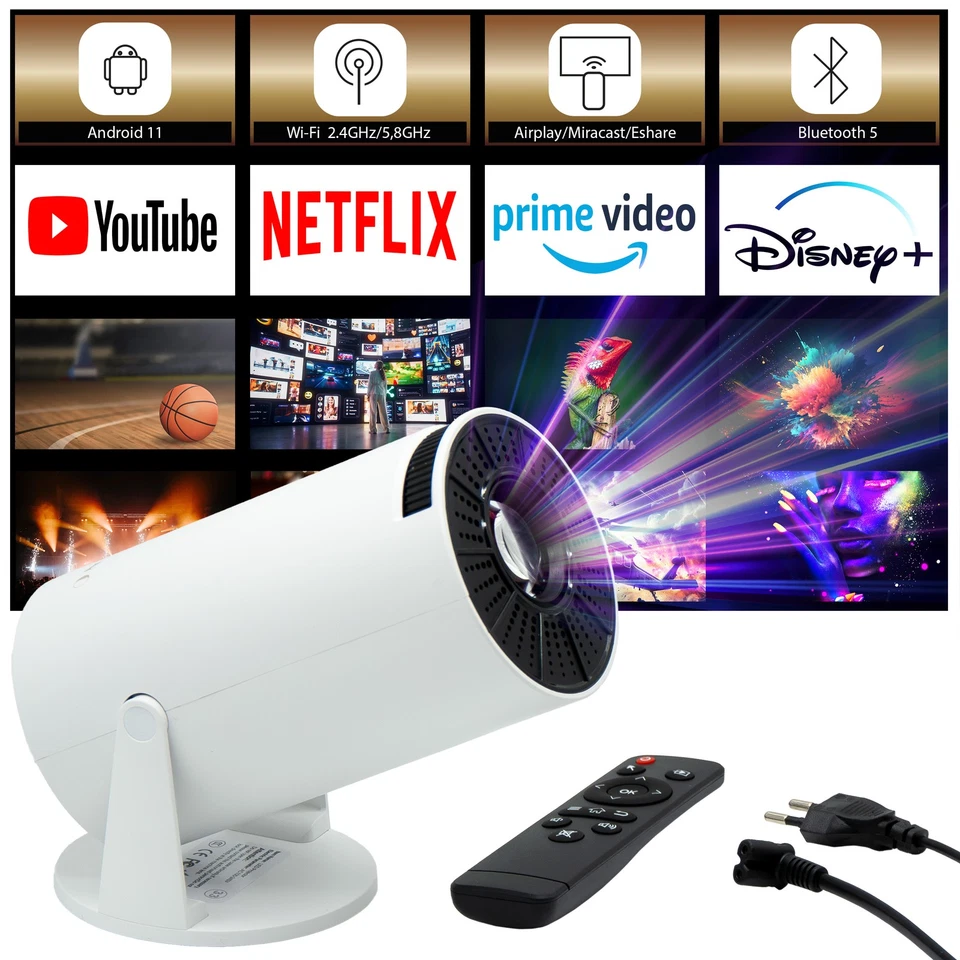 Heimkino 4K Projektor Android 11 Mobil 130 Zoll  Wi-Fi BT Vision Relax Outlet B - Bild 1 von 4