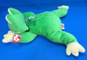 FROG RIBBIT pillow pals GRENOUILLE 14" soft toy TY BEANIE BUDDY vintage 1996 - Picture 1 of 7