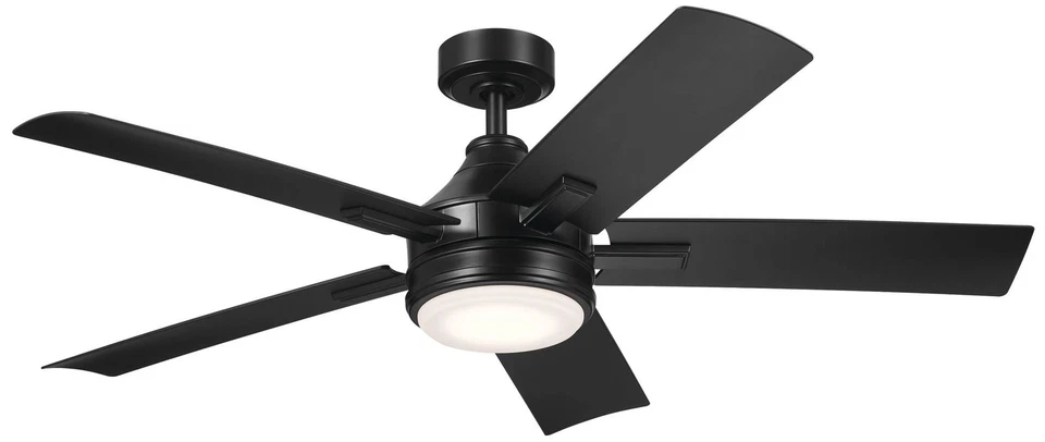 52" Kichler Tide Satin Black LED Outdoor Ceiling Fan with Remote - Image 1 of 1