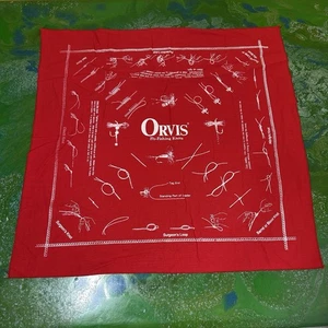 Vintage Orvis Fly-Fishing Knots Bandana Handkerchief Red Surgeon's Loop Clinch - Picture 1 of 3
