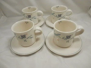 Set (s) of 4 Cups & 4 Saucers APRIL Pfaltzgraff Off White (lot 3) - Picture 1 of 3