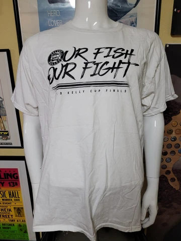 TOLEDO WALLEYE KELLY CUP Finals T SHIRT Hockey Our Fish Fight White XL ECHL Nice Cover