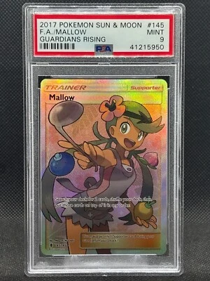 PSA 9 Mint Mallow 145 Guardians Rising Sun & Moon Rare Full Art Pokemon Trainer - Image 1 of 2