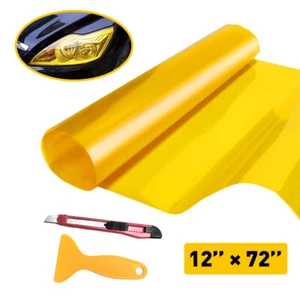 Golden Yellow 12"x72" Headlight Taillight Fog Light Tint Film Vinyl Wrap - Zdjęcie 1 z 8