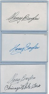 (3) HARRY BOYLES INDEX CARD SIGNED 1938-39 CHICAGO WHITE SOX PSA/DNA 1911-2005