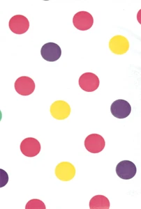 Oilcloth Fabric Polka Dots Tokyo Purple & Yellow on White Sold in Yards or Bolts - Picture 1 of 2