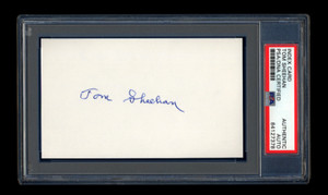 TOM SHEEHAN SIGNED INDEX CARD MINT PSA/DNA 1921 NEW YORK YANKEES 1st AL PENNANT