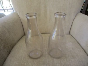 Vintage Clear Glass Quart Milk Bottles Lot Of 2 - Picture 1 of 8