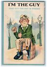 c1910's Man Whisky Barel Whiskey Humor Drinking Unposted Antique Postcard