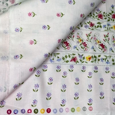 Robert Kaufman Pink Floral Border Fabric Cotton EBK-2569 5 Yds 44" Discontinued - Image 1 of 4