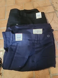 2 Pairs Cherokee Men's Vintage Pants 42"x30" Black Navy Blue Pleated Nwt's - Picture 1 of 3