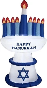 Happy Chanukka Menora & Kerzen 3,5 Fuß luftgeblasen aufblasbar Outdoor Hof Kunst NEU - Bild 1 von 4