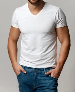 6 Pack Men's 100% Cotton Short Sleeve Undershirts V Neck T Shirt XLarge White - Picture 1 of 6