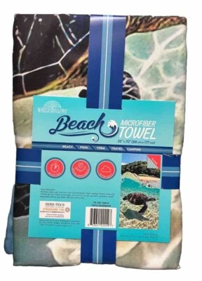 Whitley Willows Beach Towel Microfiber Reversible 35x70 Underwater Turtle Honu - Image 1 of 2