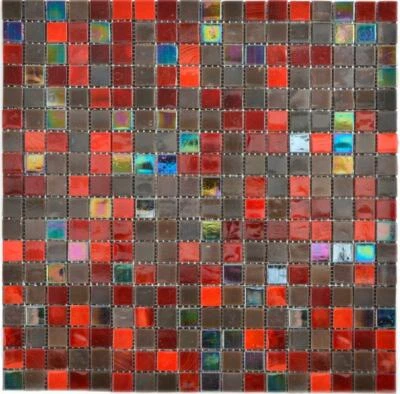 Mosaico Piastrella vetro marmo marrone rosso Specchio bagno 58-0913_f |10 foglie - Immagine 1 di 4