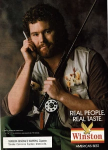Anuncio impreso vintage 1988 Winston Real People Taste caña de pescar señuelos de pescador - Imagen 1 de 2