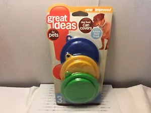 COVER LATTINA PER ALIMENTI PER ANIMALI DOMESTICI SET DI 3 nuove involucri di plastica sigillati Mantiene freschi gli alimenti per animali domestici - Foto 1 di 2