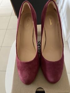 Clarks Kaylin Cara 2 Shoes - Wine Suede - Brand New