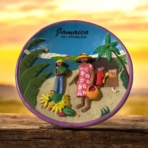 Linda placa de pared de cerámica de playa de recuerdo turista “sin problema” de Jamaica de colección Taiwán - Imagen 1 de 9