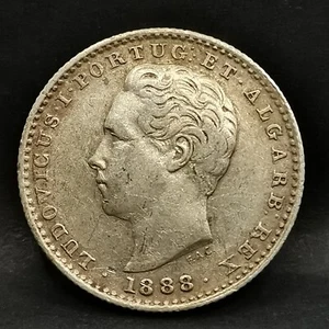100 REIS ARGENT 1888 LOUIS Ier 500000 Ex. PORTUGAL / / SILVER - Picture 1 of 2