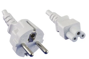 DINIC Stromkabel, Netzkabel Schutzkontaktstecker auf C5, 1,80m, weiß - Bild 1 von 4