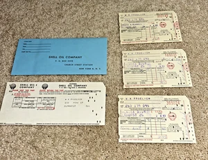1963 SHELL OIL Co. -3 Credit Card Receipts / Data Punch Card / Envelope (#1) - Picture 1 of 6