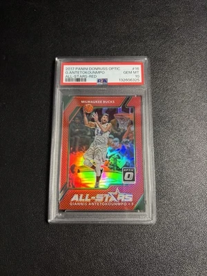 2017/18 Panini Optic Giannis Antetokounmpo #23/99 All Stars Red Prizm PSA 10 Foto 1 de 2