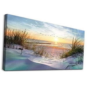Canvas Wall Art For Living Room Large Size Decor Bedroom Blue Ocean Beach - Picture 1 of 8