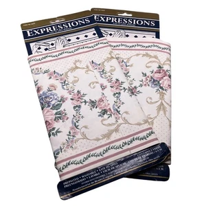 Vintage 90s Floral Rose Wallpaper Border – Expressions, 5 Yards + Partial Roll - Picture 1 of 4