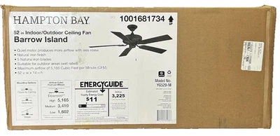 Hampton Bay Barrow Island 52" Indoor/Outdoor Ceiling Fan – Natural Iron - Image 1 of 4