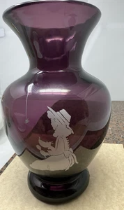 Collectible Fenton Art Glass : Mary Gregory Vase Little Miss Muffet with spider - Picture 1 of 13