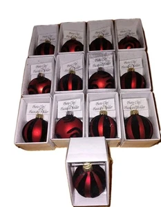 13 Place Cards Photo Holders Christmas Balls Ornaments Black Red Glitter - Picture 1 of 5