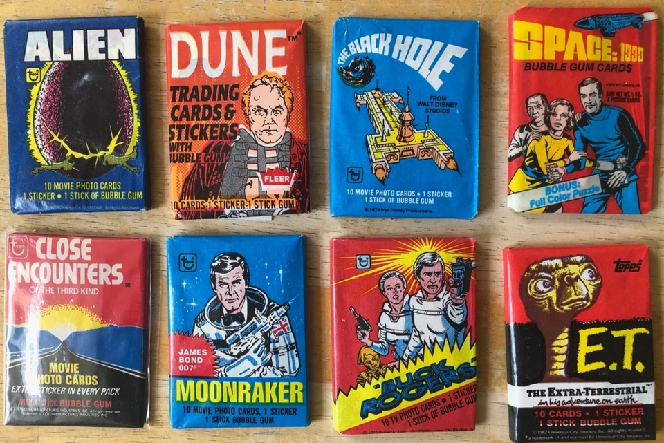 Lote paquete de cera sellado de fábrica Topps Fleer 8 ciencia ficción no deportivo años 70/80. ¡Impresionante! Foto 1 de 1