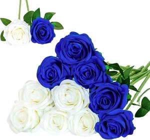 12 Pezzi Fiori Artificiali Seta Rose Bouquet Fiori Finti a Casa, Matrimonio, Dec - Foto 1 di 13