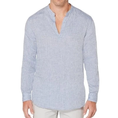 Camisa Perry Ellis Para Hombre Manga Larga Lino Cambray XL Tranquila Lujo Foto 1 de 4