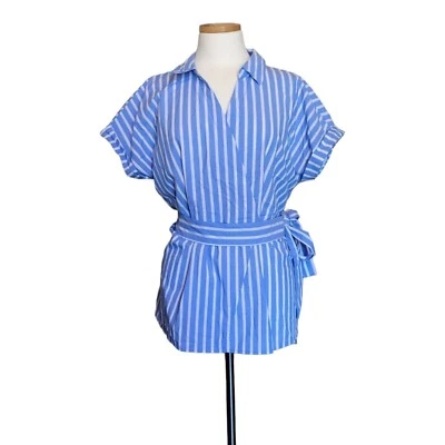 Blusa de mujer Marc New York, Andrew Marc, a rayas con lazo en la cintura talla L Foto 1 de 4