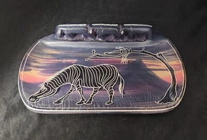 Piatto portasapone in pietra ollare blu denim lucido caramelle noci servizio zebra e albero - Foto 1 di 4