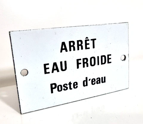 French vintage enameled utility sign 1970s - Stop cold water for interior decor Cover