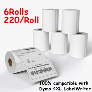6 Rolls 4x6 Direct Thermal Shipping Labels Compatible DYMO 4XL 1744907 220/Roll - Picture 1 of 12