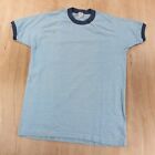 TOWNCRAFT heather blue blank ringer t-shirt SMALL tag true vtg 60s 70s usa made