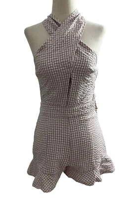 Mameluco halter Seersucker malva Intermix para mujer talla 0 (1-347) Foto 1 de 4