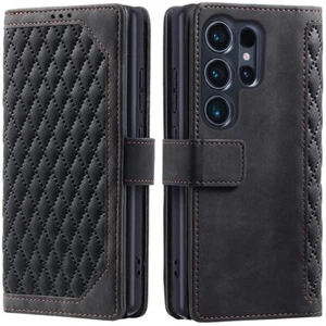 Samsung Galaxy S25 Ultra Hülle Stoßfest PU Leder Magnet Kartenhalter Cover - Bild 1 von 6