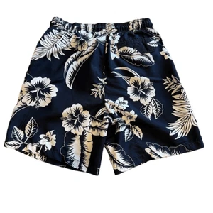 Trader Bay Hawaiian Print Swim Trunks. Navy and White. Size Small. Great Conditi - Picture 1 of 9