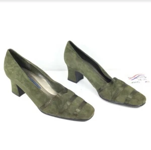 Karen Scott Women's Vintage Suede Leather Closed Toe Heels Green Size 8 - Picture 1 of 11