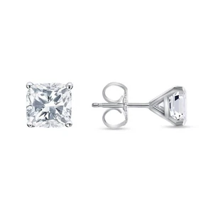 4 Ct Cushion Cut Lab Grown Diamond Earrings 14K White Gold E/VS Martini Push IGI - Foto 1 di 3