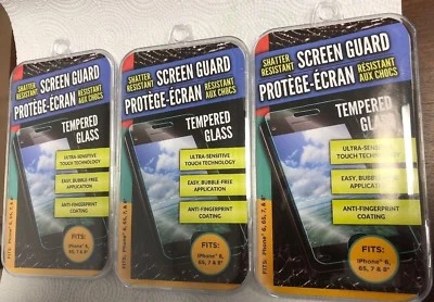 LOT OF 3 TEMPERED GLASS SCREEN GUARD IPHONE 6, 6S, 7, & 8 - Image 1 of 4