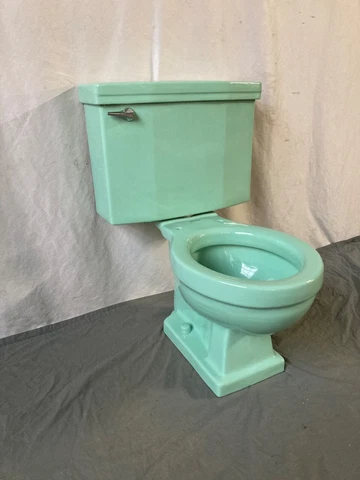 Vtg Deco Mid Century Jadeite Ming Green Porcelain Toilet Old Standard 437-22E Cover