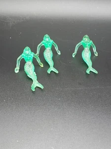 3 Vintage Sunning Mermaid Green Translucent Cake Toppers - Picture 1 of 3