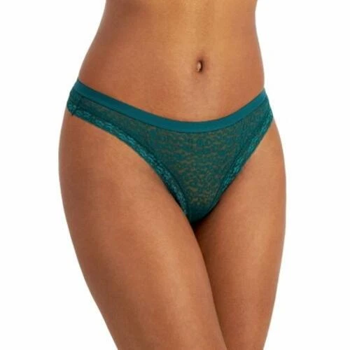Jenni Womens Leopard Lace Thong Large Green Emerald