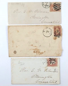 3 antike Ganzsachen Scott #65 ausgefallener Stempel New York City NY 1860er - Bild 1 von 5